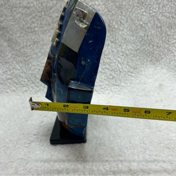 Oaxaca Mayan Aztec mosaic lapis black brown abalone burial decor mask stands 8.5 - Picture 8 of 14